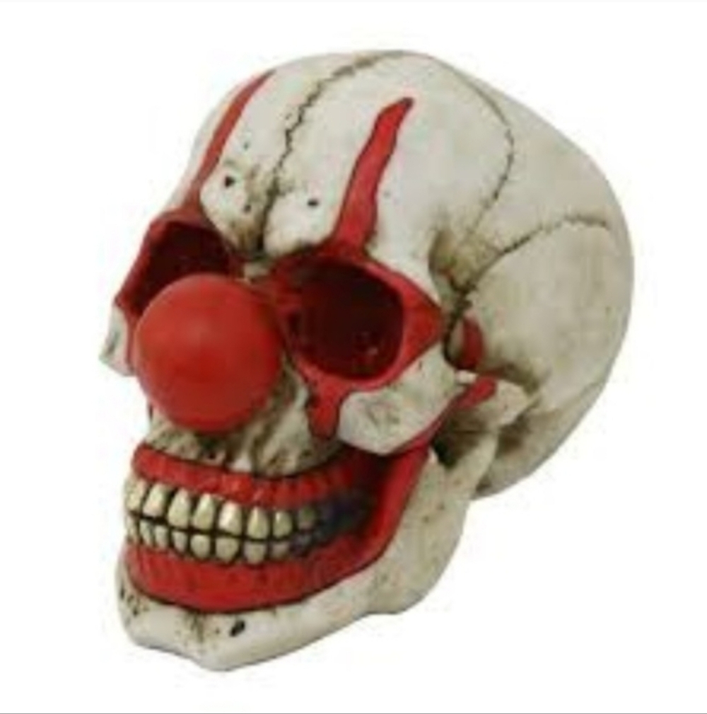 Clown Skull Decor with Red Accents